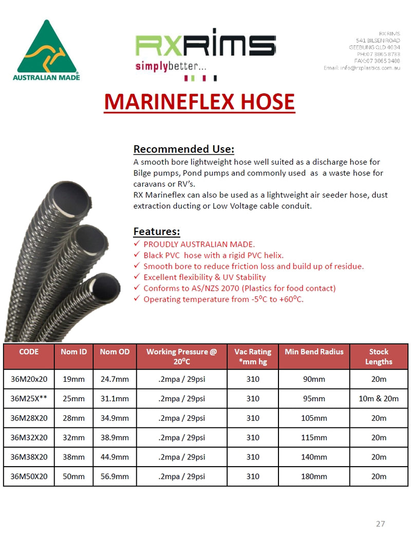 Marine Flex Hose 32mm Cut