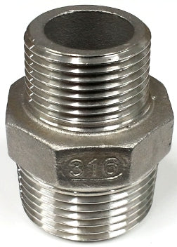 316 Stainless Steel 1" x 3/4" BSP Reducing Nipple