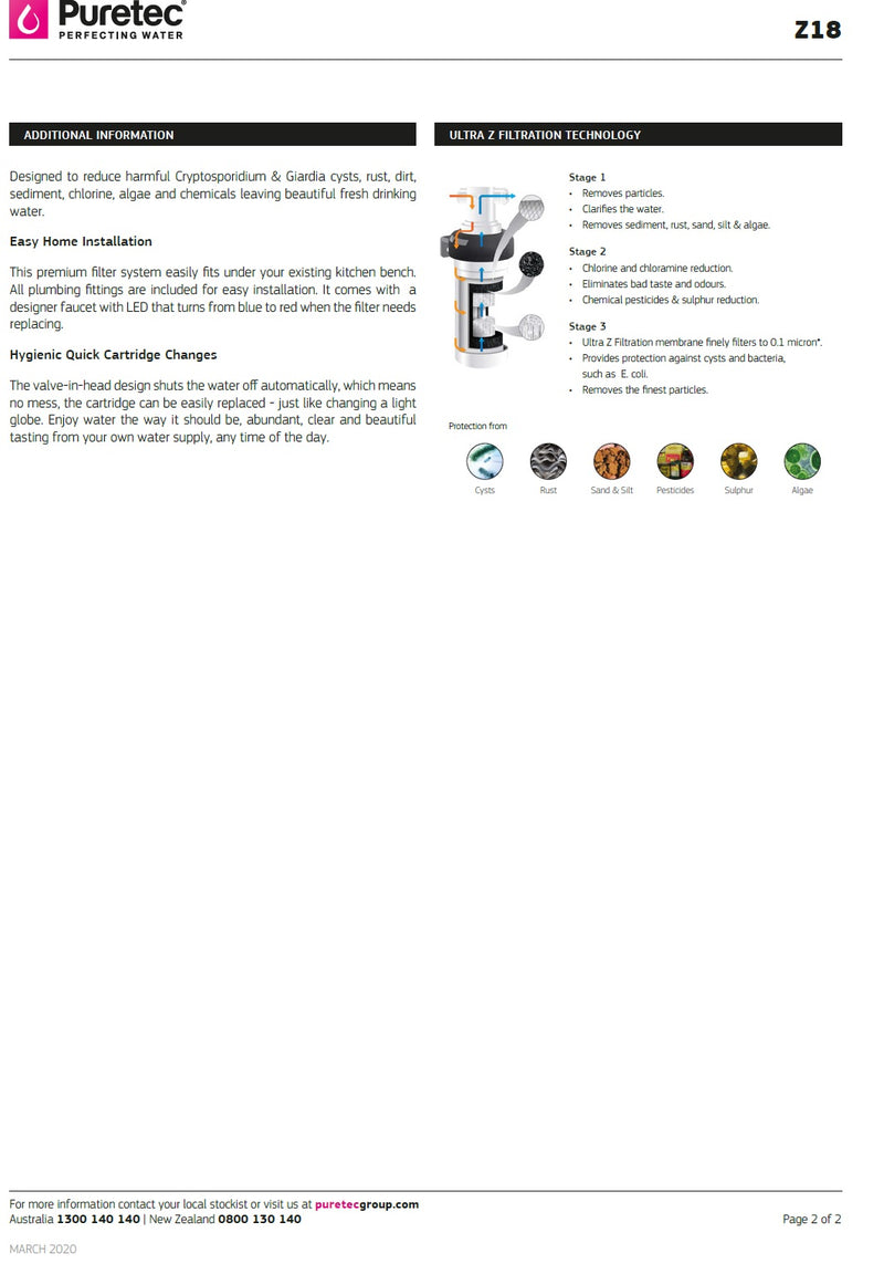 Puretec Z18 Filter Kit With LED Tap
