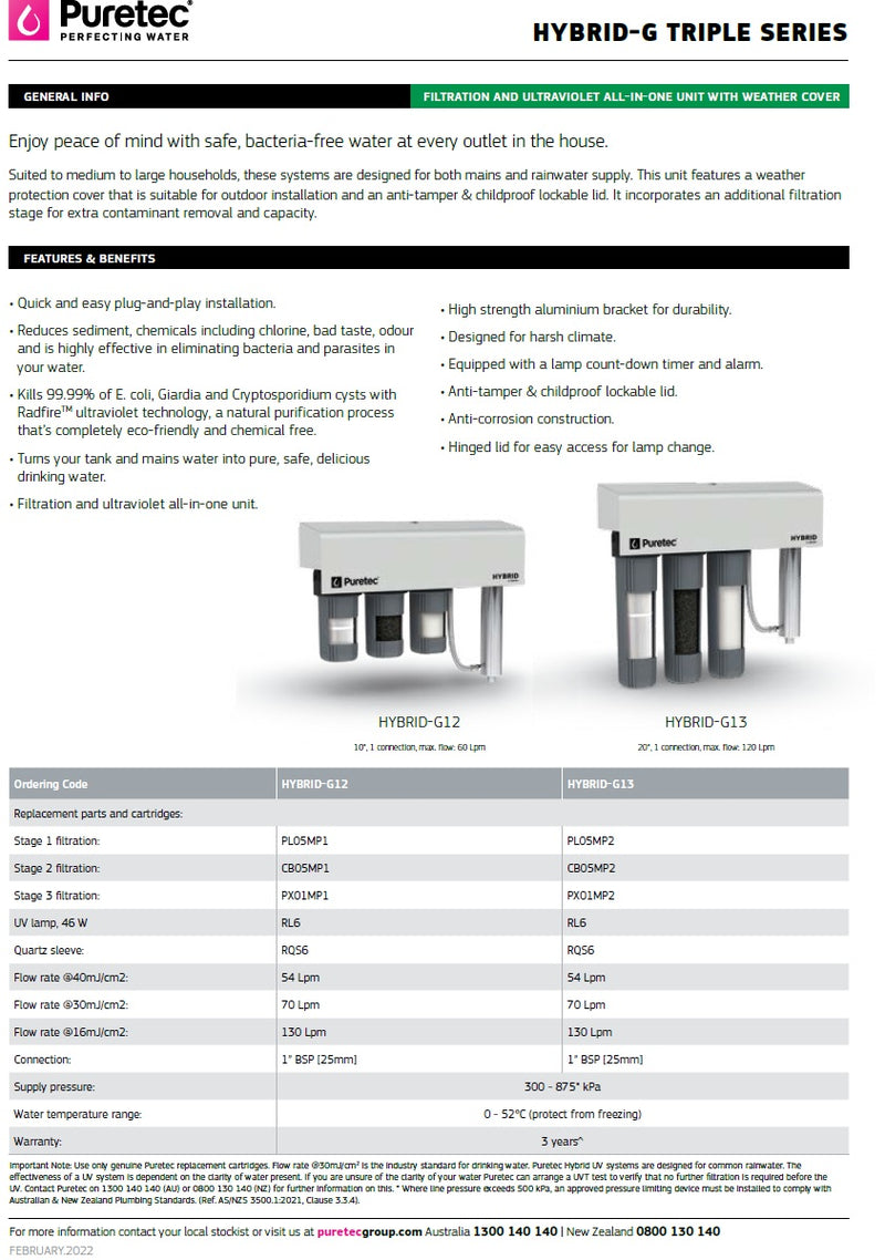 Puretec Hybrid Triple Stage UV System 120 l/min