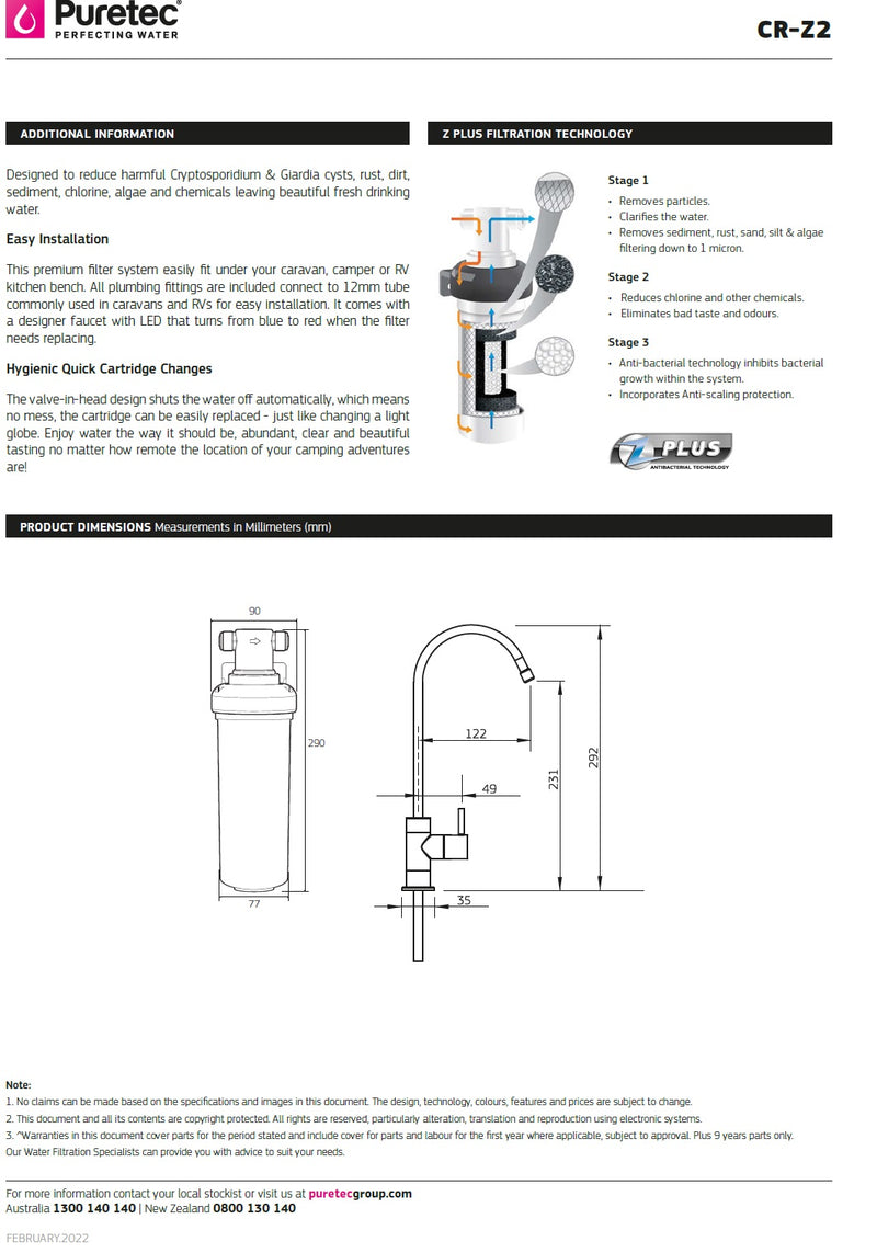 Puretec Caravan Under sink Filter Kit