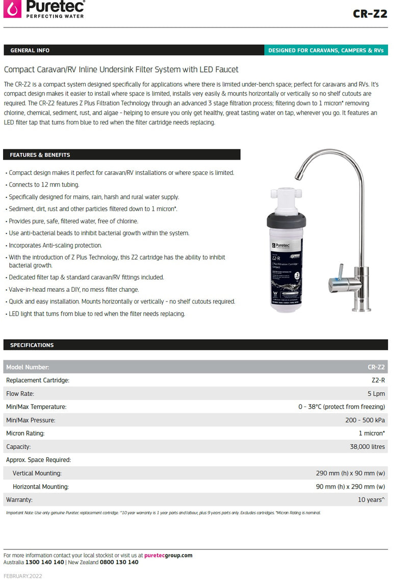 Puretec Caravan Under sink Filter Kit