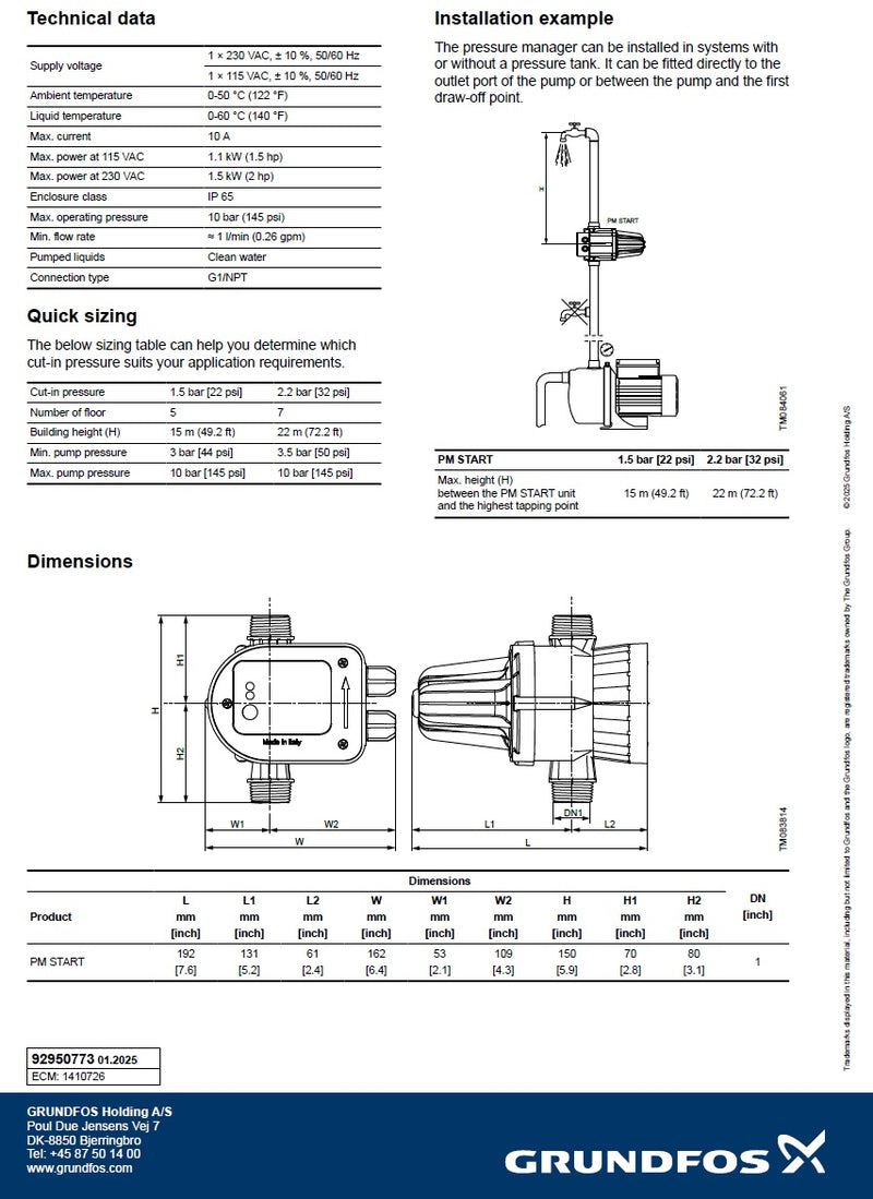 Grundfos Pressure Manager 150kpa
