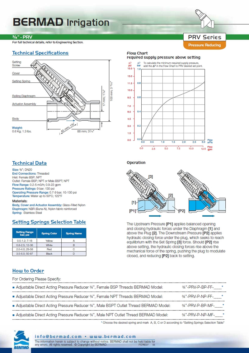 Netafim 3/4" 80kpa-250kpa Adjustable Regulator