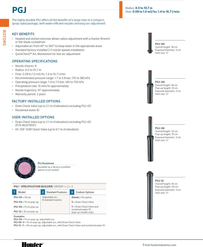 Hunter PGJ Adjustable 12" Rotor
