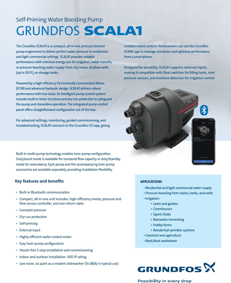 Grundfos Scala1 5-55 .78kw Pressure System