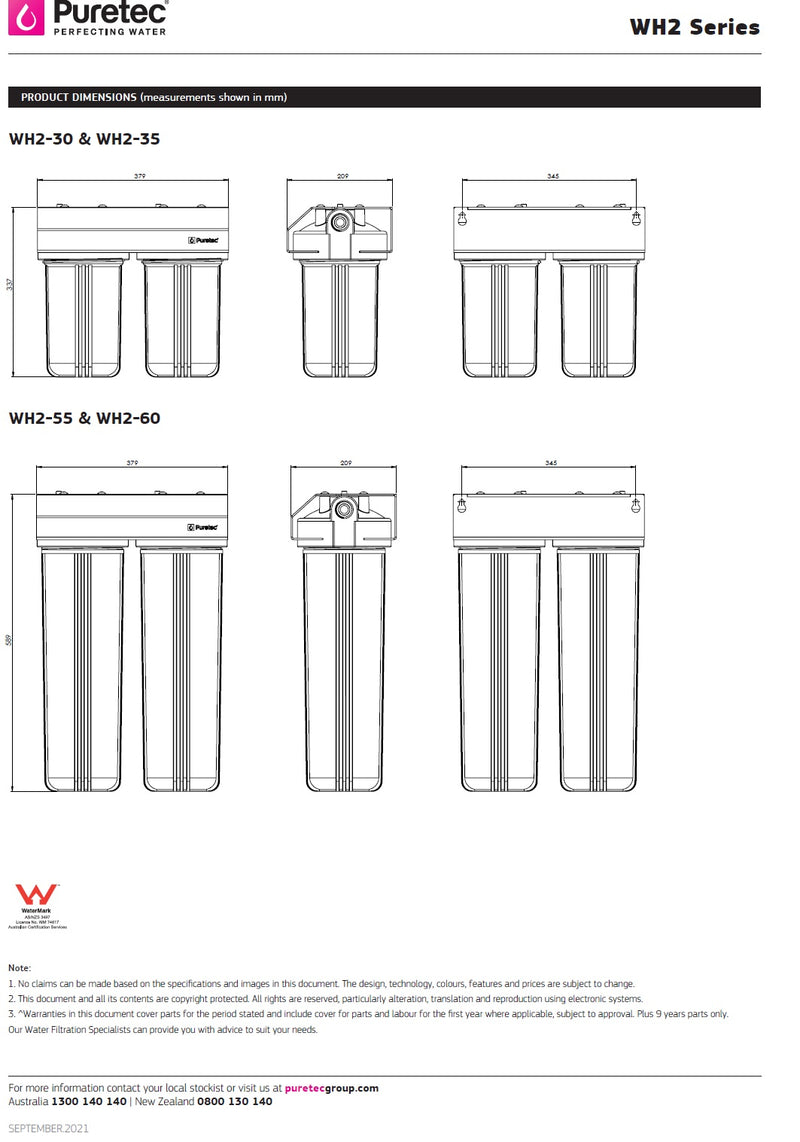 Puretec 4 1/2" x 20" Dual Filter Housing Kit