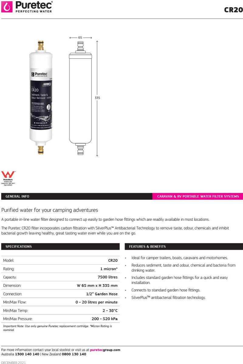 Puretec 10" Inline Caravan Filter Kit