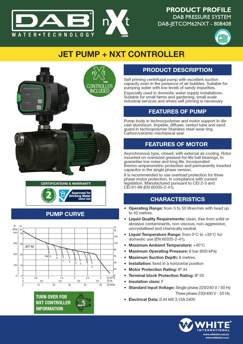 DAB Jetcom 62 .45kw NXT Pressure System