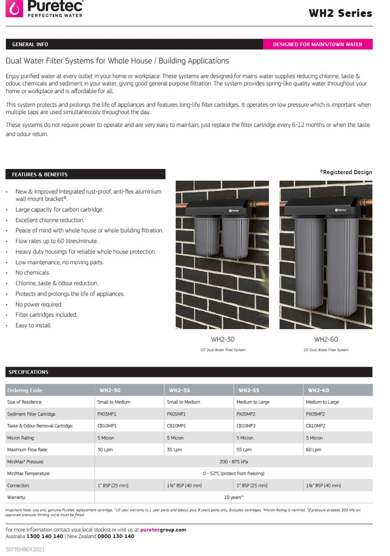 Puretec 4 1/2" x 20" Dual Filter Housing Kit