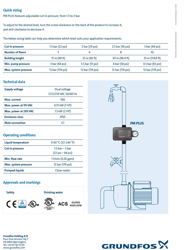 Grundfos Pressure Manager Adjustable