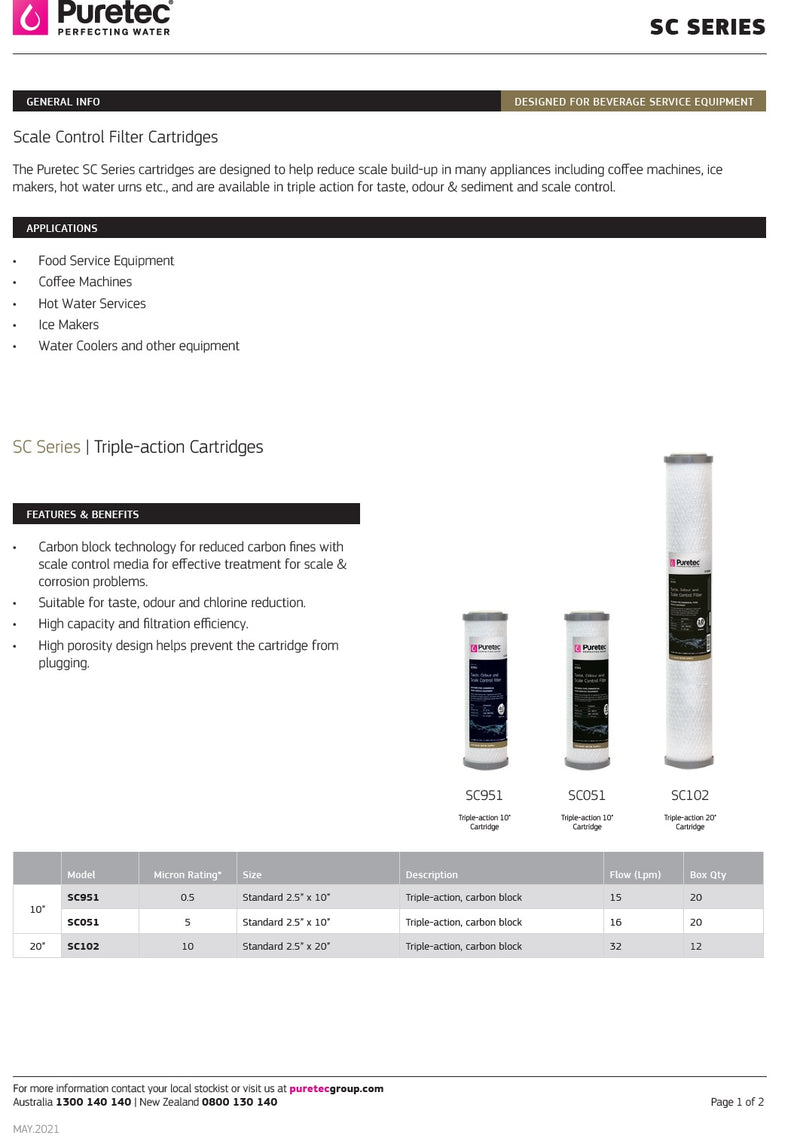 Puretec 2 1/2" x 10" Scale Reduction Cartridge 20micron