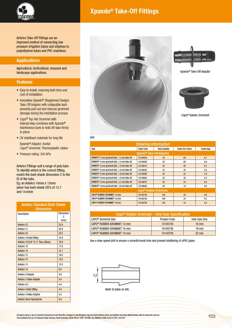 Antelco 19mm Top Hat Rubber Grommet