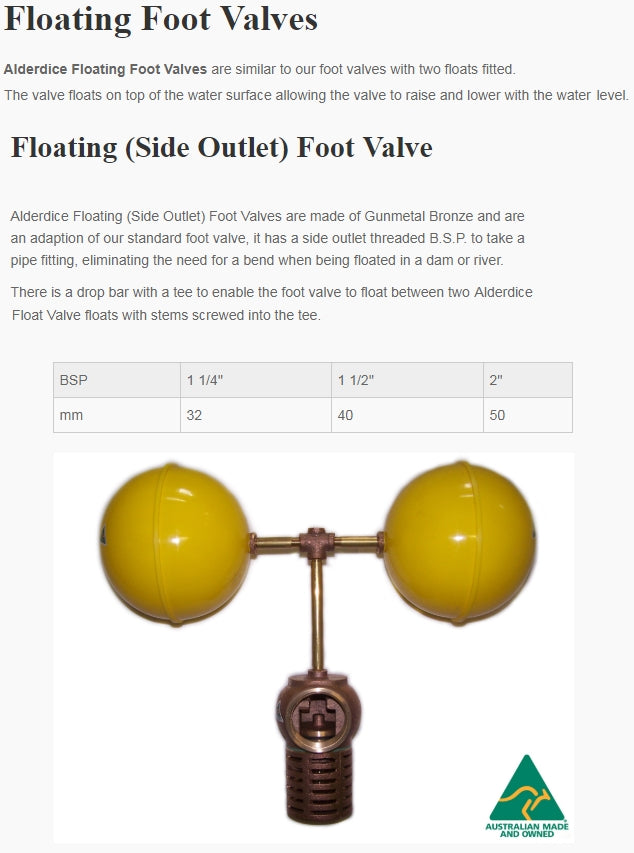 Alderdice 2" Floating Foot Valve Assembly