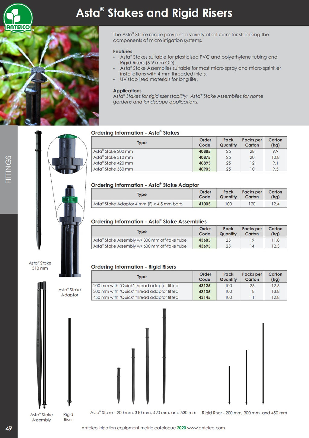 Asta Rigid Riser Setup Antelco Asta Stake 310mm