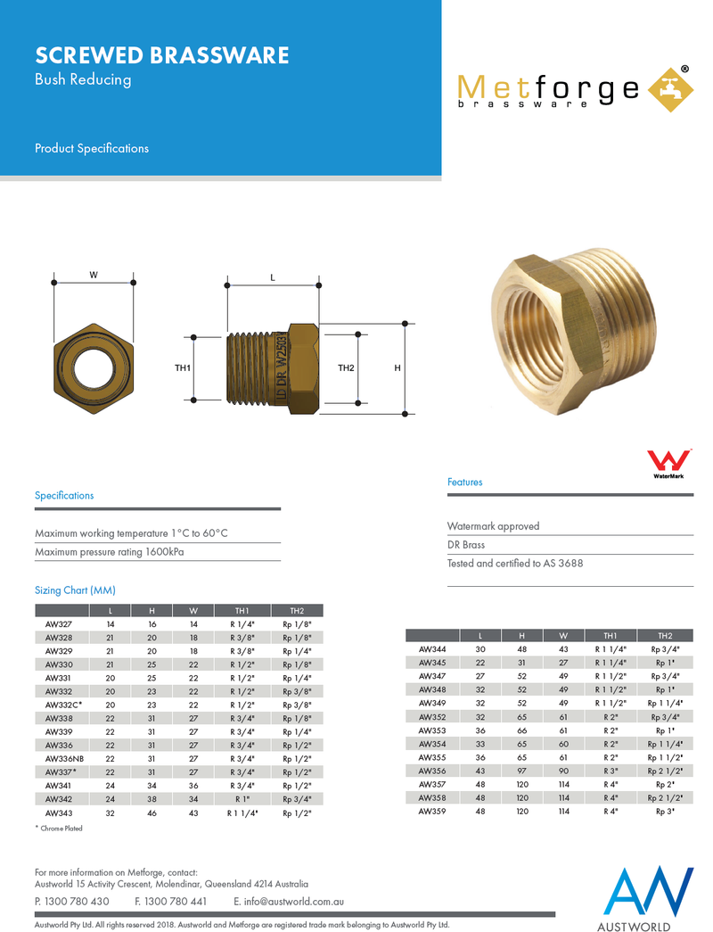 Brass 1/2" x 1/4" BSP Bush