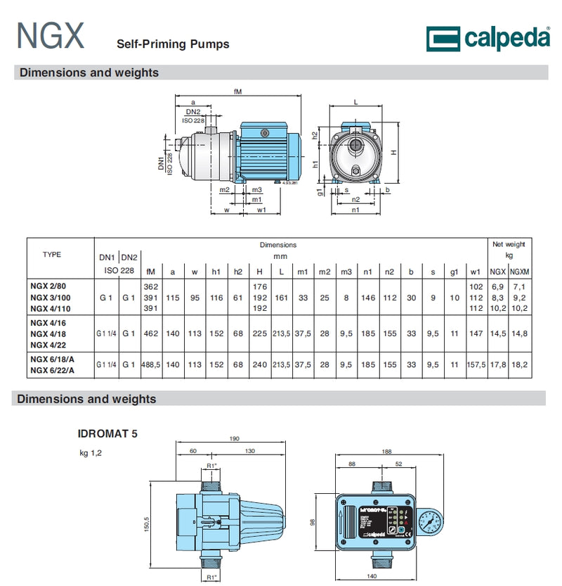 Calpeda PECO-NGXM 2/80 Jet Pump Pressure System .55KW