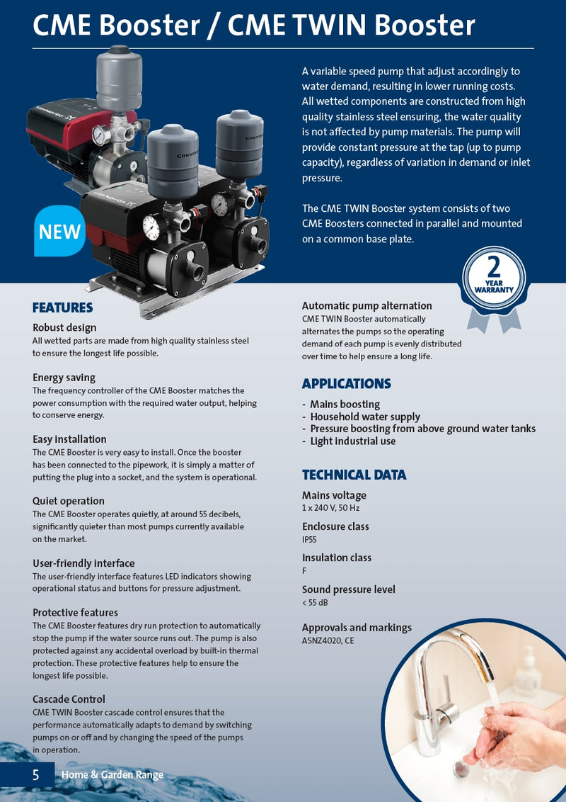 Grundfos CMBE 5-62 Variable Speed Booster Pump