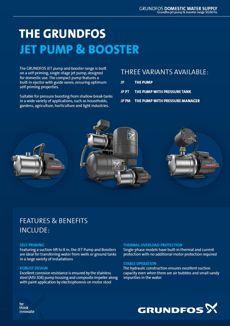Grundfos JP 5-48 1kw PM1 Pressure System - Main Image