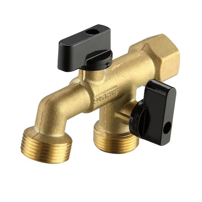 1/2" Double Outlet Brass Hose Cock
