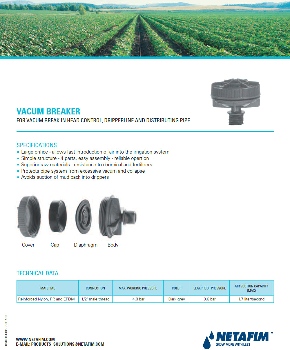 Netafim Grey Air Release Valve 1/2" Male