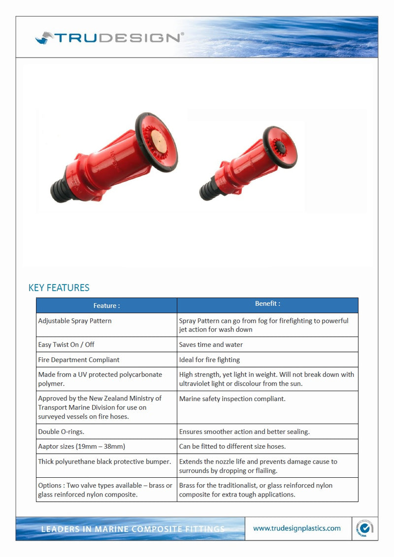 Red Adjustable Fire Nozzle 1"