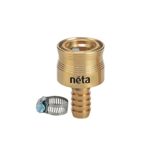 Neta Brass Barbed Hose Connector 12mm with Clamp