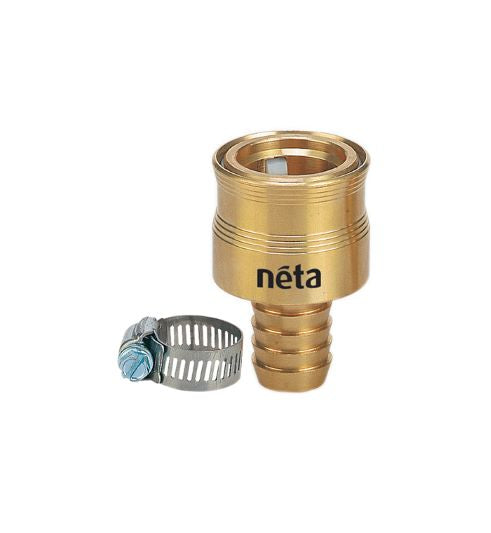 Neta Brass Barbed Hose Connector 18mm with Clamp