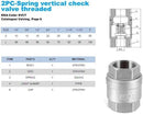 1/4" Stainless Steel Spring Check Valve